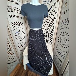 Zara Navy Crop Top & Navy/White A-Line Skirt sz S